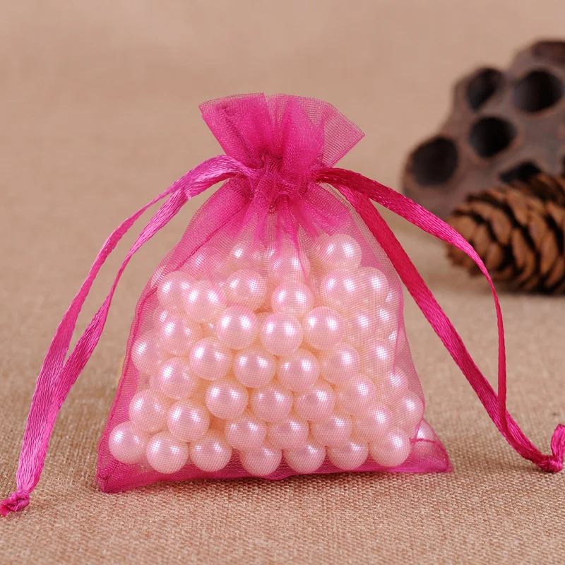 

100PCS/ Batch Colorful Color Transparent Organza Bag Binding Jewelry Packaging Yarn Bag Gift Candy Yarn Bag Small Sachet Bag