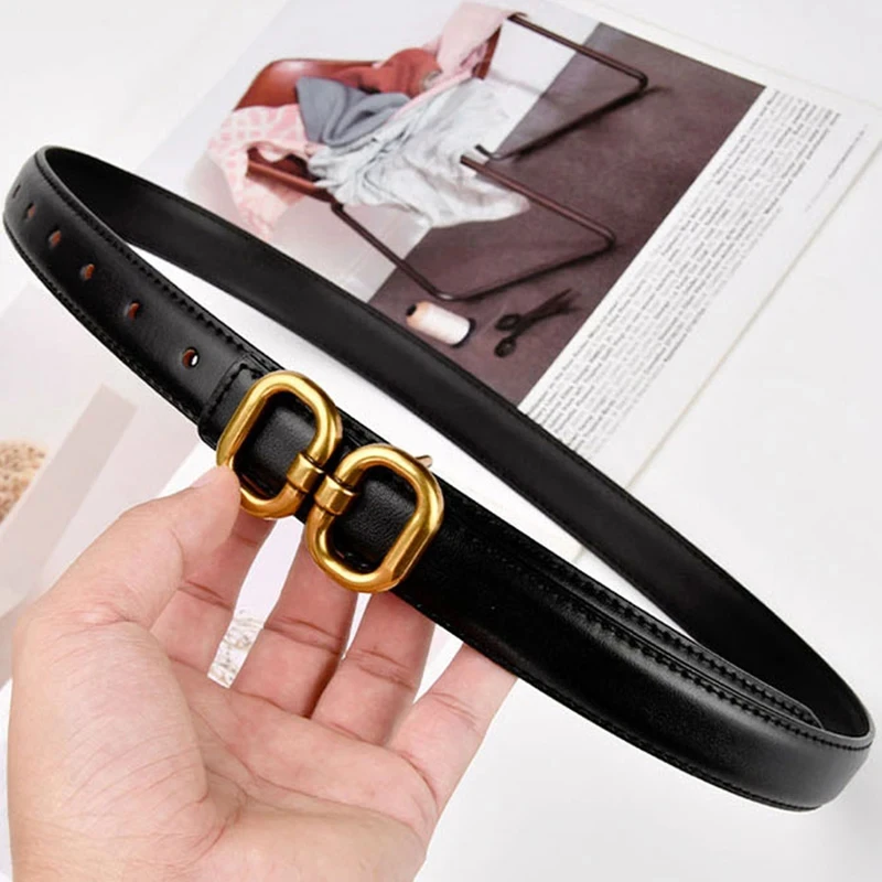 New Fashion Women Belt Classic Gold Pin Buckle Belt Fashion Genuine Leather Premium Feeling Pant Belts