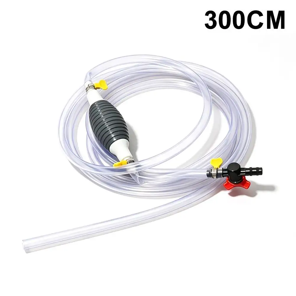 Manual Siphon Pump Hand Primer Bulb Fuel Transfer Pump With Steel Hose Clamps Shutoff Valve Clear PVC Tubing For Car Gas