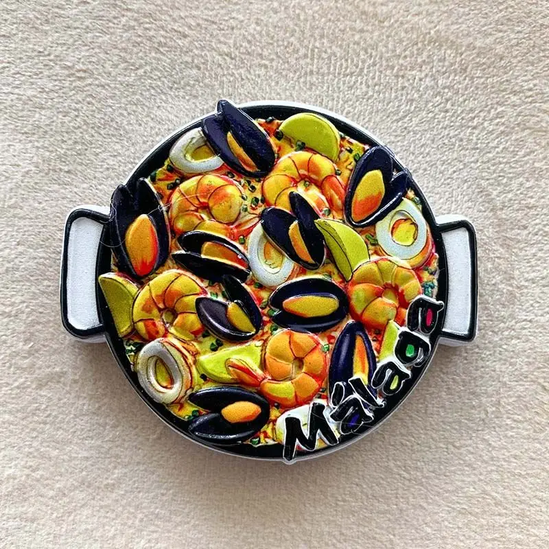 

Spain Malaga Refrigerator Magnet Specialty Food Braised Rice Travel Souvenir Creative Magnet Refrigerator Magnet Gift