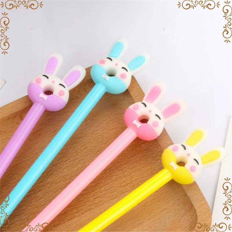 12Pcs Creative Novelty Student Stationery Donut Bunny Shape Gel Pen