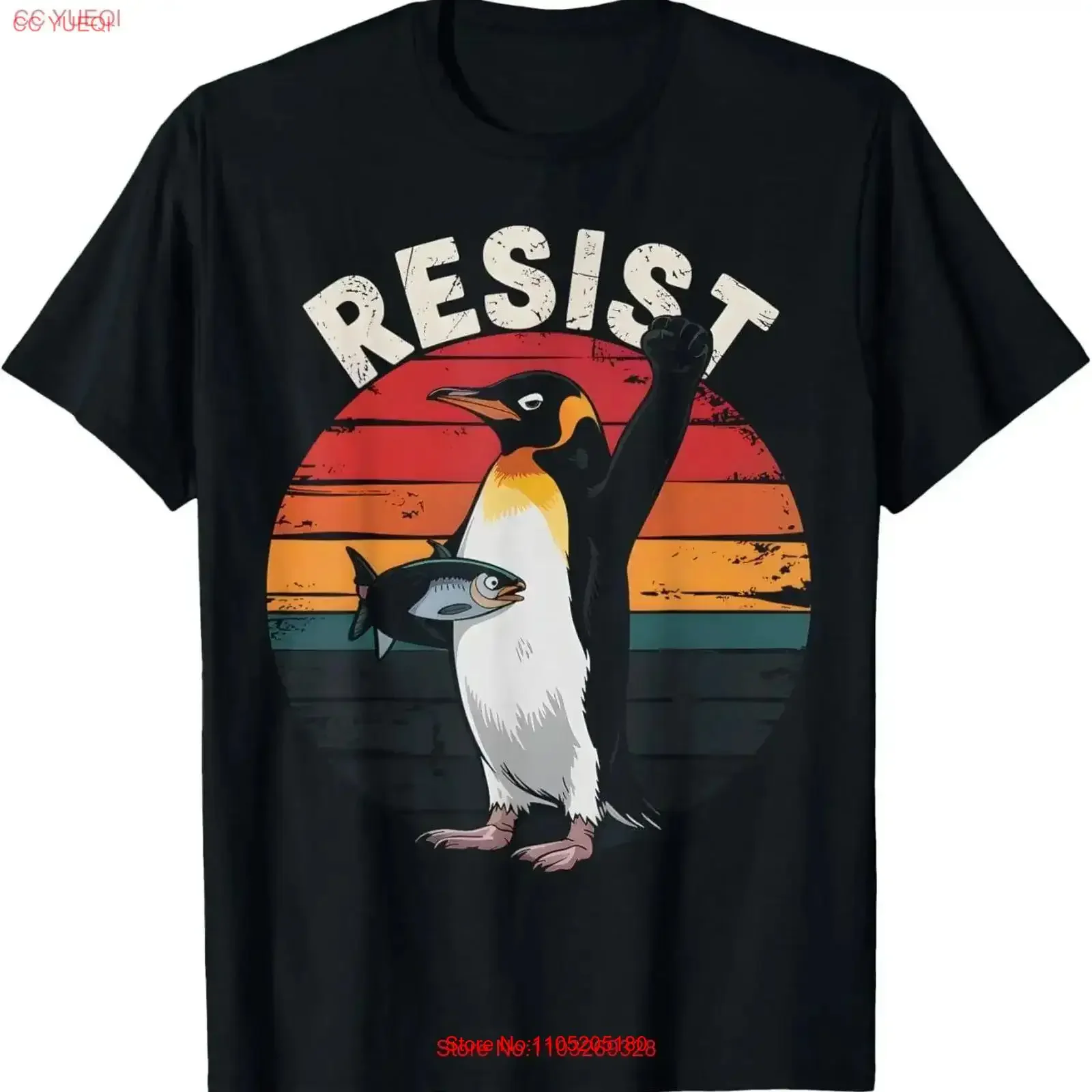 Funny Penguin Resist Protest Against Tariffs Humor T Shirt vintage Washed Versatile Slightly Top For Everyday Wear Stylish