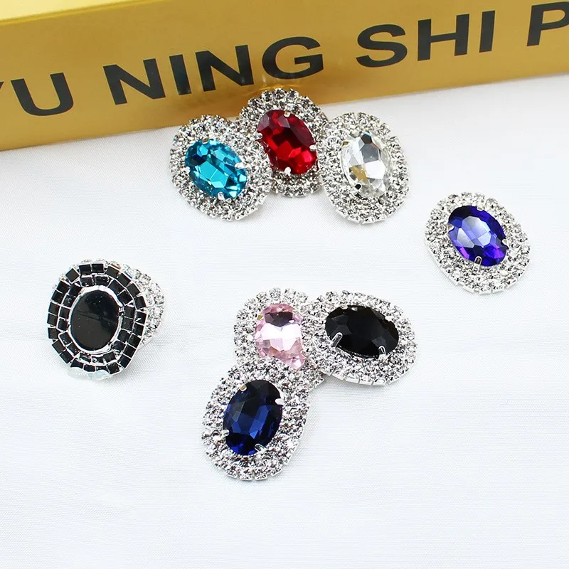 5Pcs Metal Rhinestone Glass Sewing Button Decortion Accessories Handmade Diy Wedding Clothing Hair Jewelry Decorative Accessorie