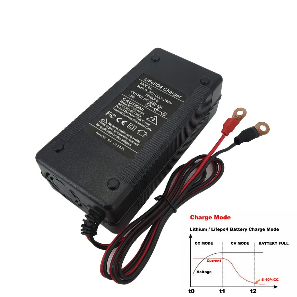 14.6V 10A 15A 20A Lifepo4 Fast Charger 4S 12V 12.8V Iron Phosphate Energy Storage Battery RV Charger Copper Nose M8 Connector