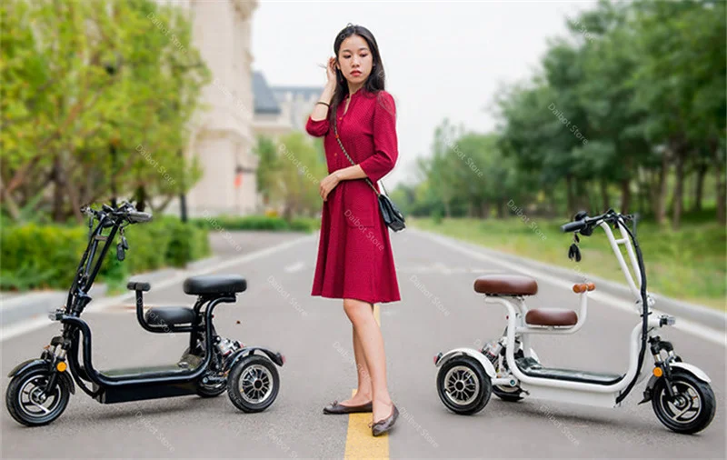 10 Zoll Mini Eltern Kind Dreirad Roller Elektrische Drei Räder Elektrische Roller Bürstenlosen Motor 400 W 48 V Für frauen – Detail 8