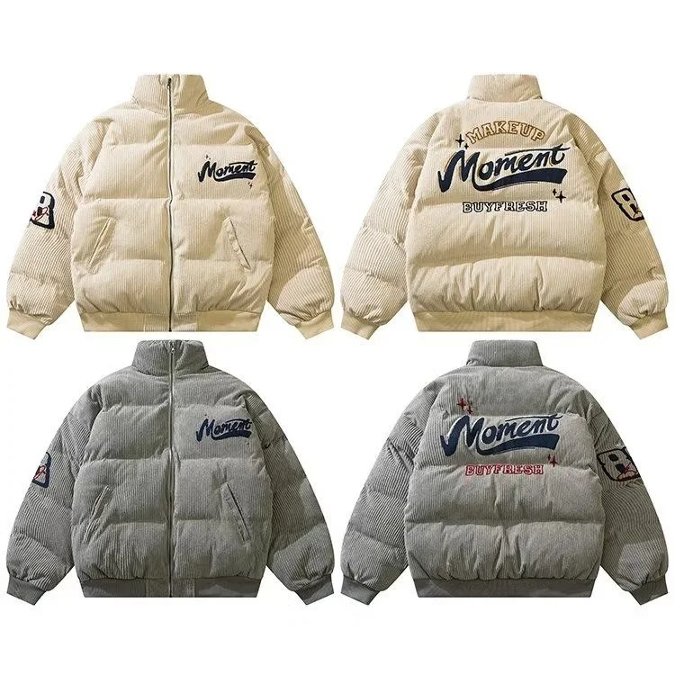 Thiened الأمريكية سروال قصير مطرز القطن Jaet الرجال النساء فضفاض الربيع ملابس خارجية Faion العلامة التجارية القطن معطف مبطّن #2