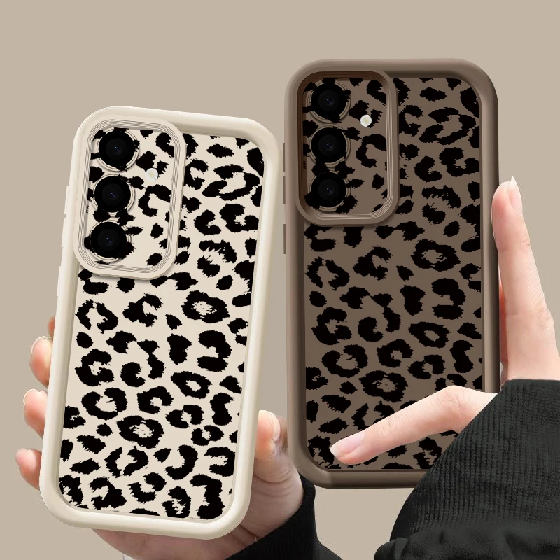 

Мягкий чехол для телефона с леопардовым узором для Samsung Galaxy A17 A56 A55 A36 A16 A15 5G A26 A35 A25 A54 A14 A53 Противоударный силиконовый чехол