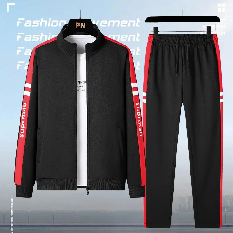 

2024 Spring Autumn Men's Leisure Sports 2 Pieces Sets Male Outdoor Sporty Casual Sweatpant Fashion Brand Sportswear Set