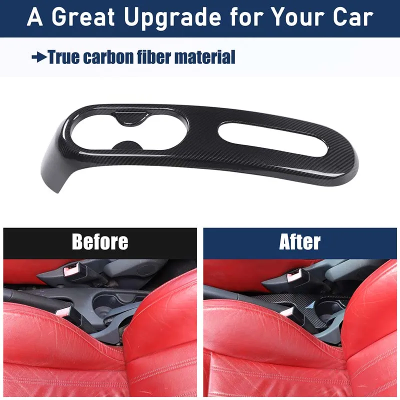 1piece set Real carbon fiber For Fiat 500 2007-2015 car central control handbrake water cup panel frame sticker Car accessories