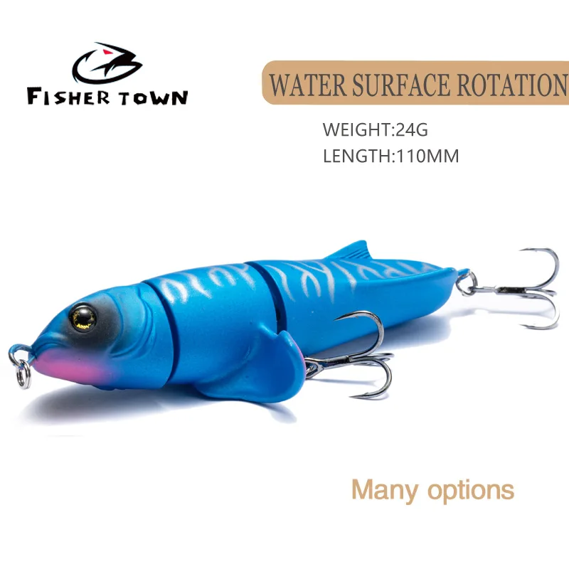 1 Pcs 24g/110mm Topwater Fishing Lure Whopper  Artificial Bait Hard Plopper Soft Rotating Tail Fishing Tackle Fishing Bait