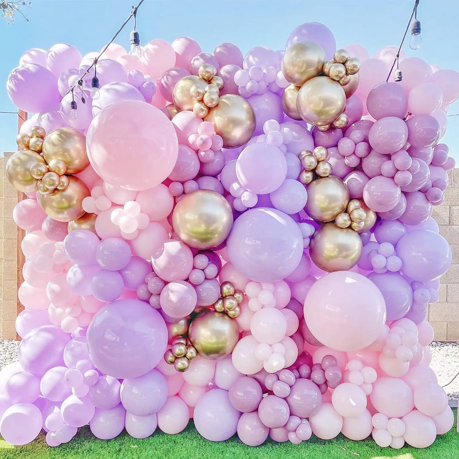 149PCS Pastel Pink Purple Balloon Garland Kit Double Stuffed Lavender Gold for Baby Shower Wedding Birthday Party Decorations