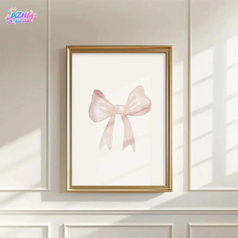 2026 Pink Boho Bow Field Garden Canvas Painting Christian Bible Scripture Art Poster Gallery Wall Girls Bedroom Furniture Wall 