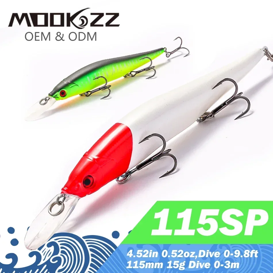 

SEA Minnow Suspension Lure 115mm 15g Wobble Hard Fishing Lure 3D Eyes Suspension Minnow Fishing Lure Crankbait