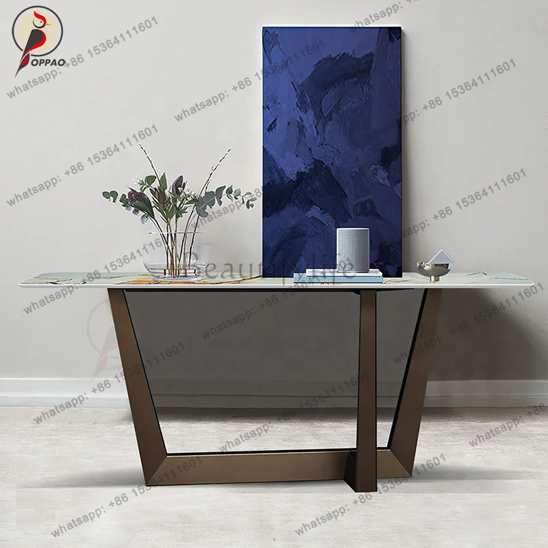 LS Italian Light Luxury Marble Creative Entrance Platform Modern Simple End View Platform Home Corridor Stainless Steel