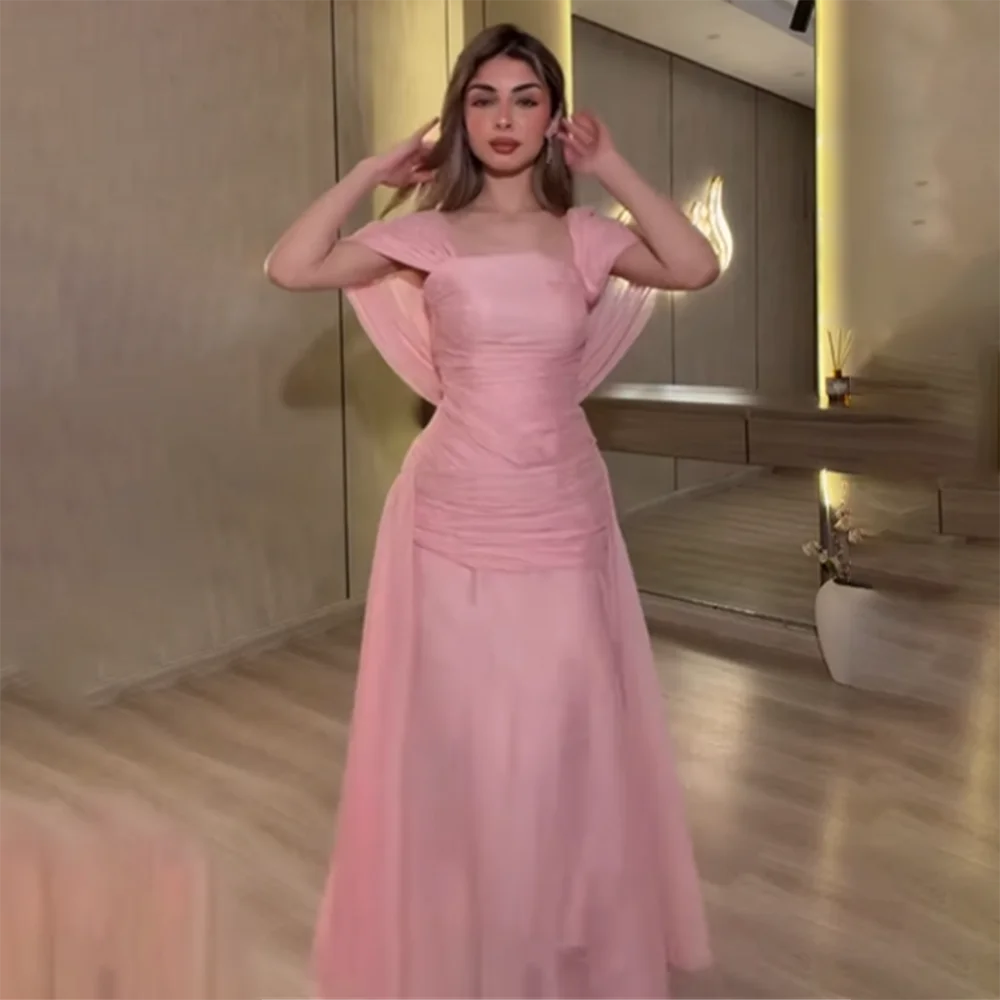 

Women's Formal Evening Gowns Chiffon Square Neck Evening Dresses Luxury 2026 Pleated A-Line Elegant Formal Party Dress for Women