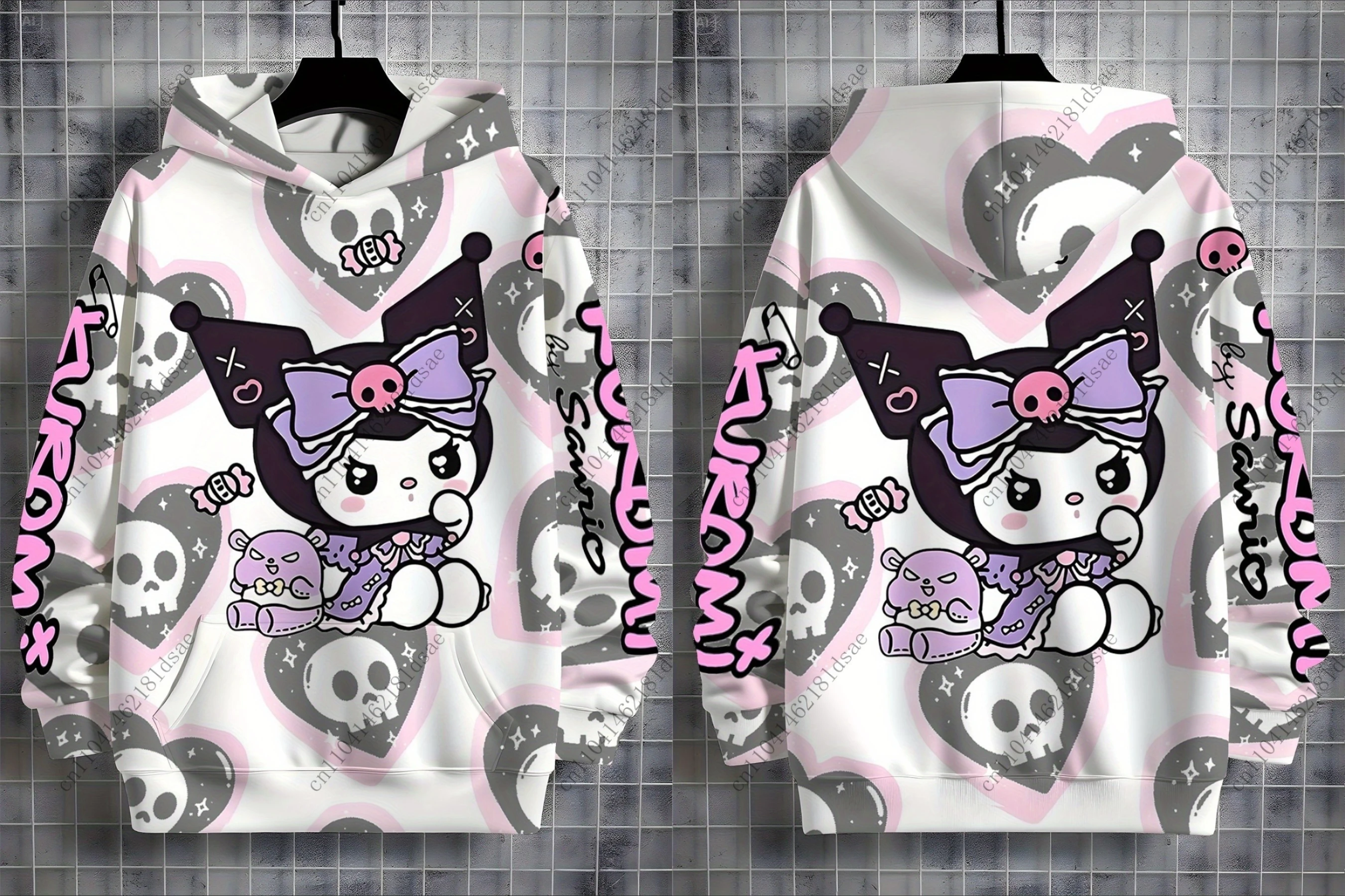 

Kurome Cartoon Hooded Sweatshirt Warm Children's Wave Fashion Casual Tops Clothing polyester Hoodie Autumn/Winter Anime Coat