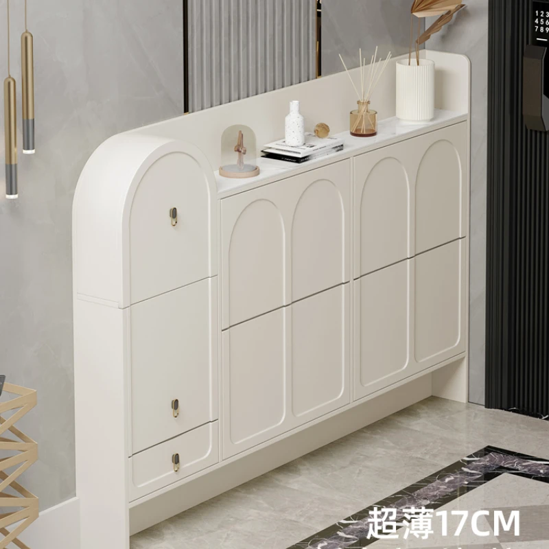 

Ultra thin sloping shoe cabinet at home entrance, 17cm narrow shoe cabinet behind cabinet door