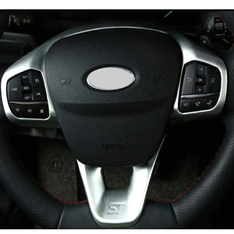 For Ford Fiesta Mk8 2017 2018 2019 2020 ABS Red Silver Carbon Black Car Steering Wheel Trims Frame Covers Auto Parts Accessories