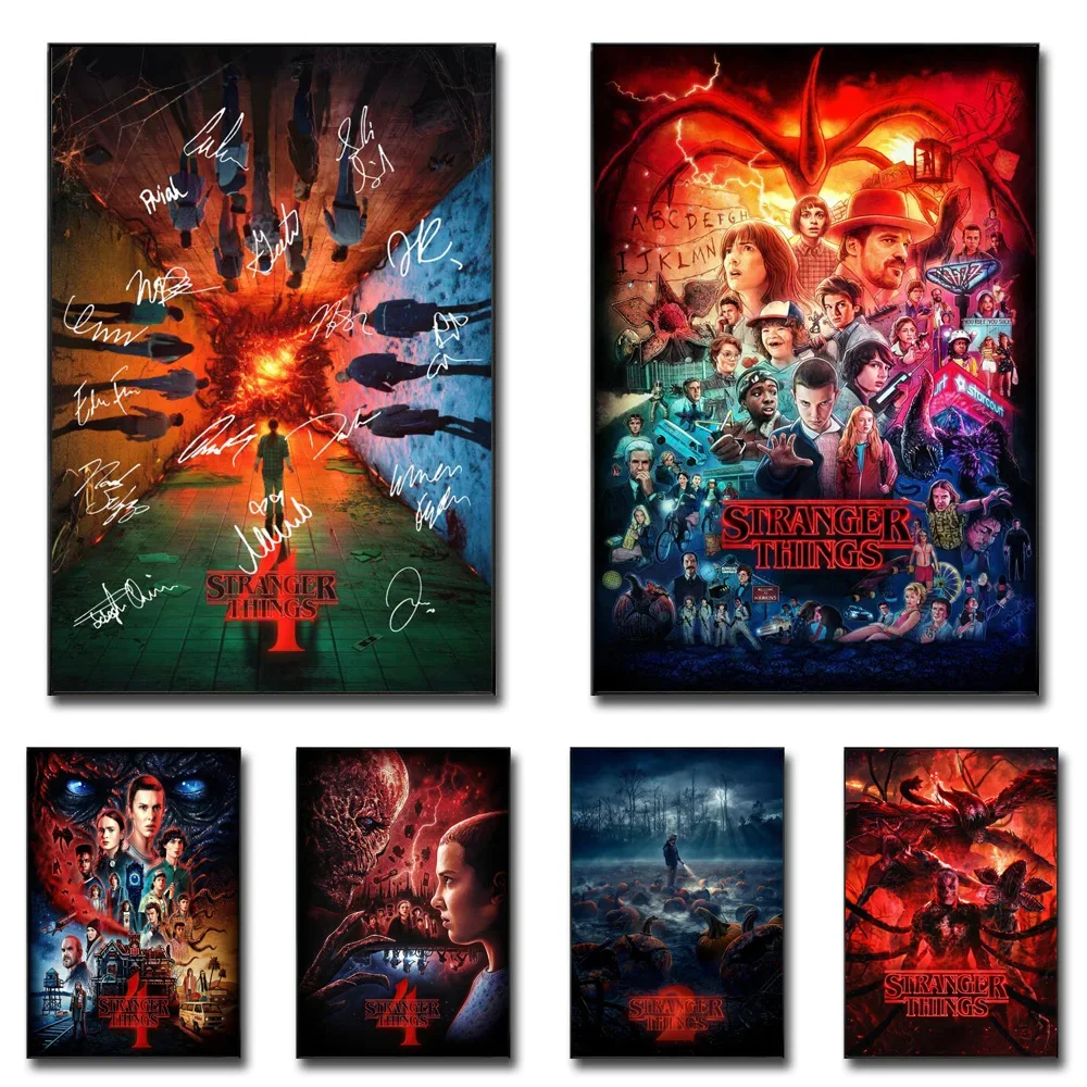 Strange Monsters TV Play Posters  Prints  Halloween Weird Things Gift  Signature Canvas Art Wall Painting for Room Decor