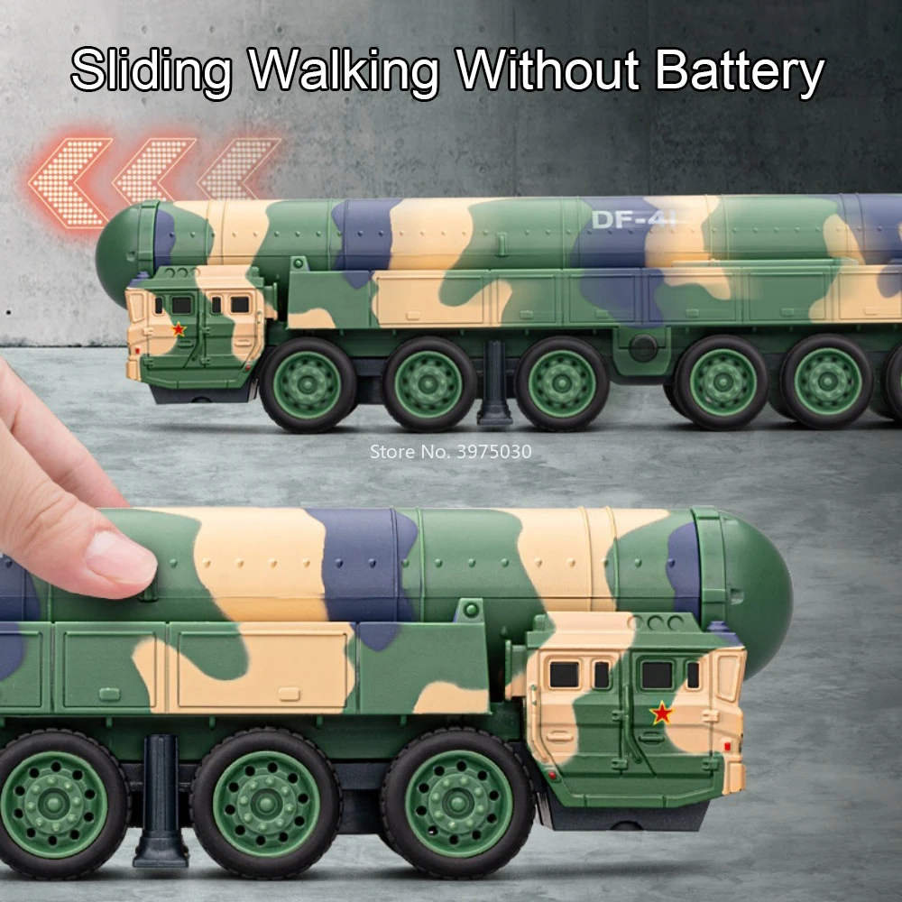 1:50 DF-41 DF-5B JL-2 미사일 발사 차량 자동차 장난감 모델 합금 다이캐스트 라이트 음악 미니어처 군사 모델 소년 크리스마스 선물