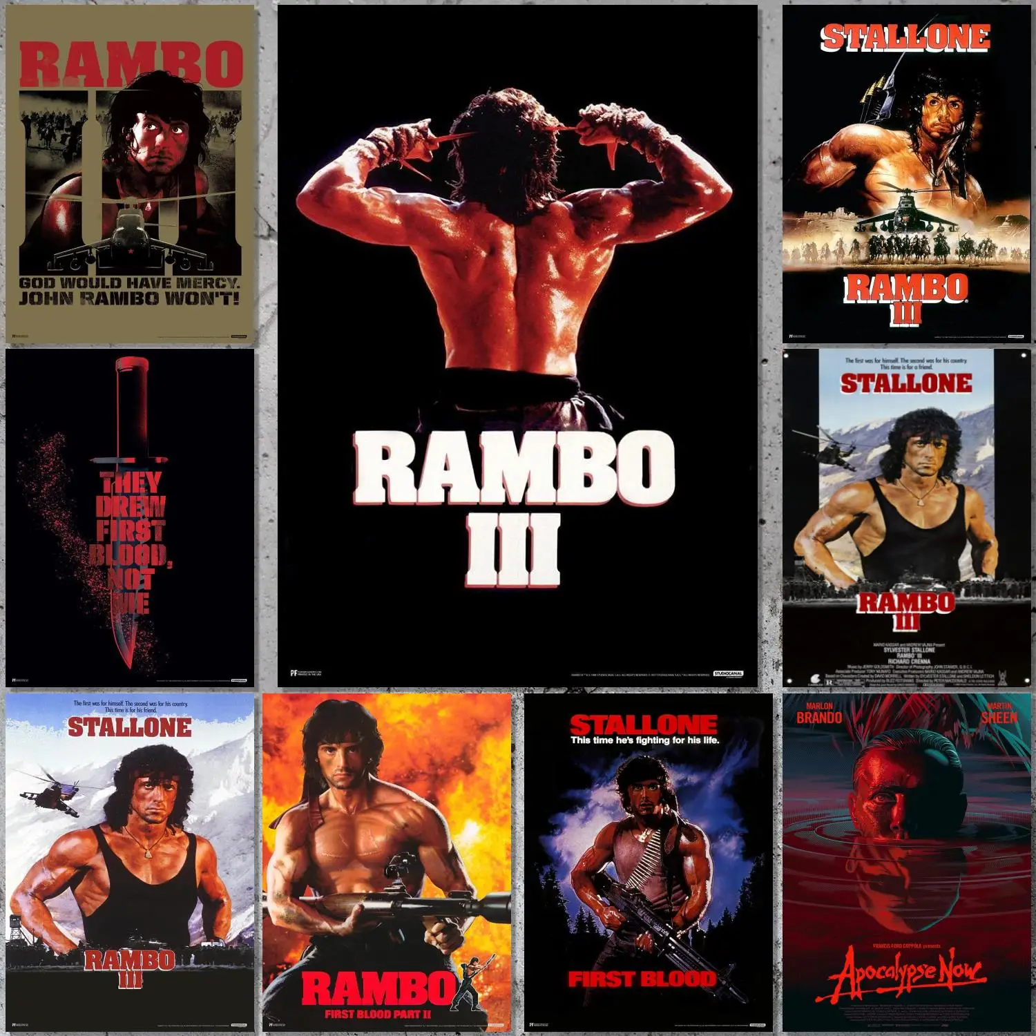 Rambo III (1988) Movie Poster Canvas Art Poster and Wall Art Picture Print Modern Family bedroom Decor Posters