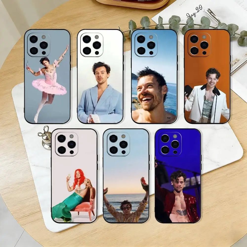 

S-Singer Harry Styles Phone Case For iPhone 17,16,15,14,13,12,11 Plus,Pro Max,XS,Soft Silicone Black Cover