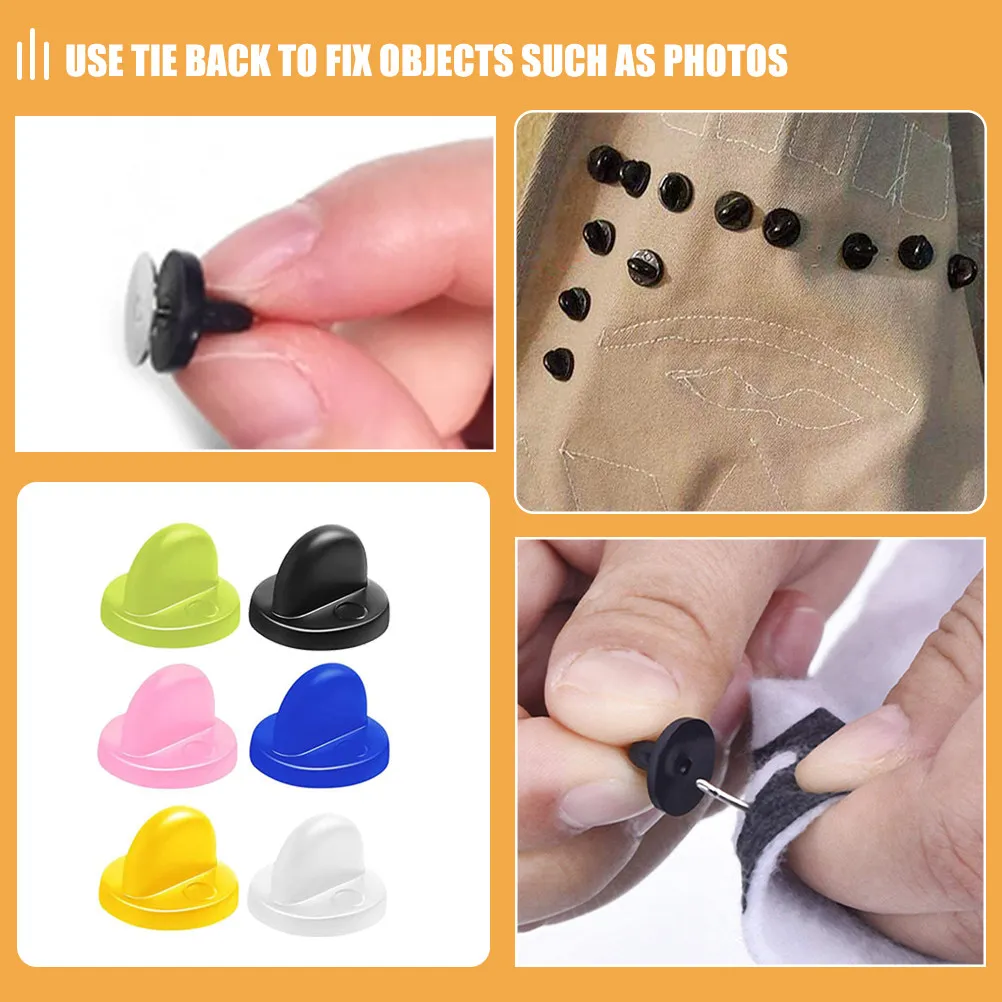 60Pcs Pin Keepers Locking Clasp Plastic Pin Backs Secure Badge Holder for Enamel Pins Brooches Name Tags Luggage Lapel Pins