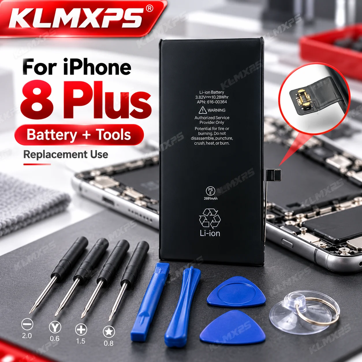 Replacement Battery for Apple iPhone 8Plus 8P i8p, 2691mAh Large Capacity Lithium Cell With Built-in Board Factory Wholesale
