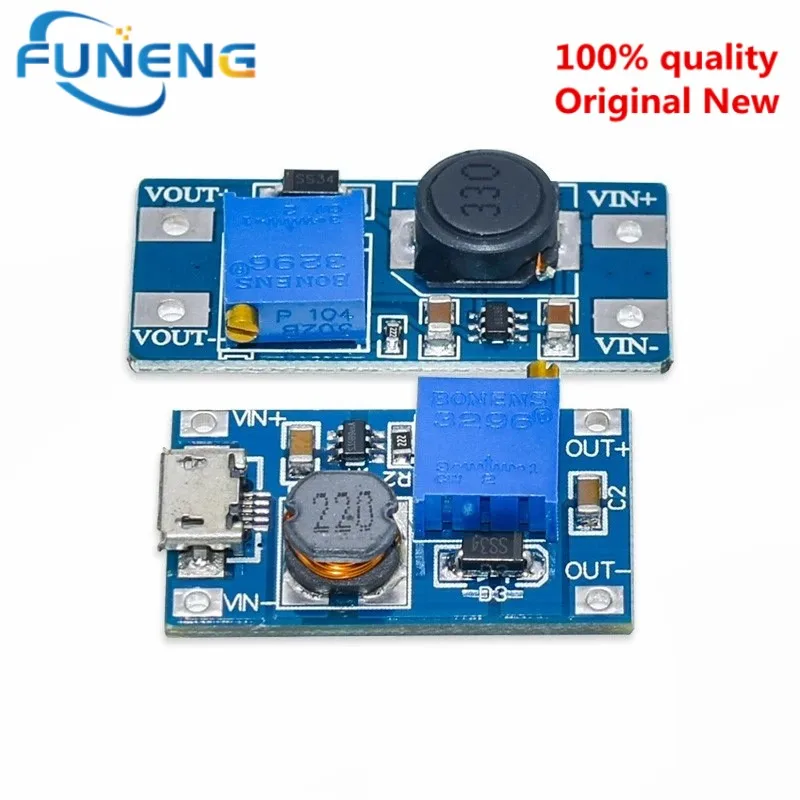 10pcs  MT3608 DC-DC Adjustable Boost Module 2A Boost Plate Step Up Module with MICRO USB 2V-24V to 5V 9V 12V 28V