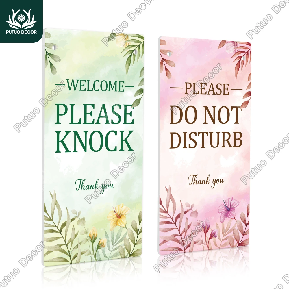 Putuo Decor 1pc PVC Double-sided signage, Welcome, please knock, do not disturb, thank you, studio, meeting room, plaque gift