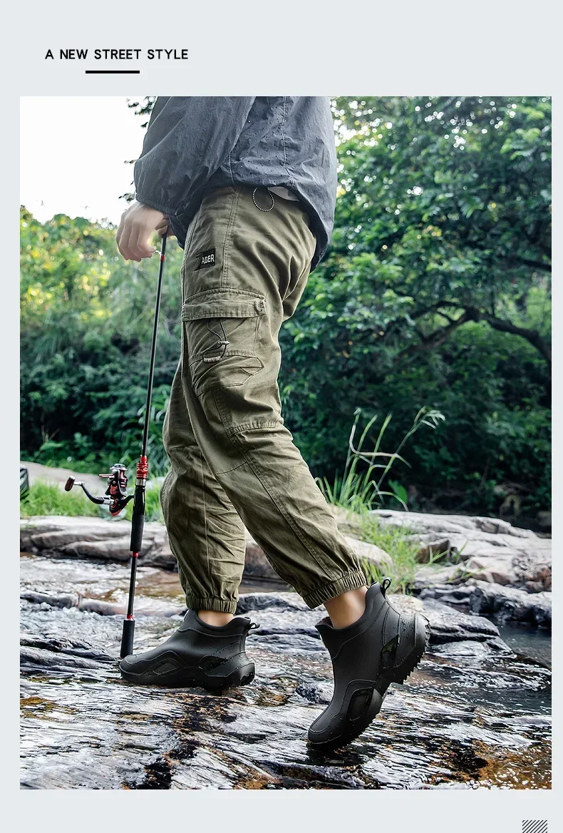 Unisex Kurze Regenstiefel Rutschfest Verstärktes PVC-Material Runde Zehenkappe Knöchelhoch Paarstiefel für Frühling und Sommer Wasserschuhe – Detail 17