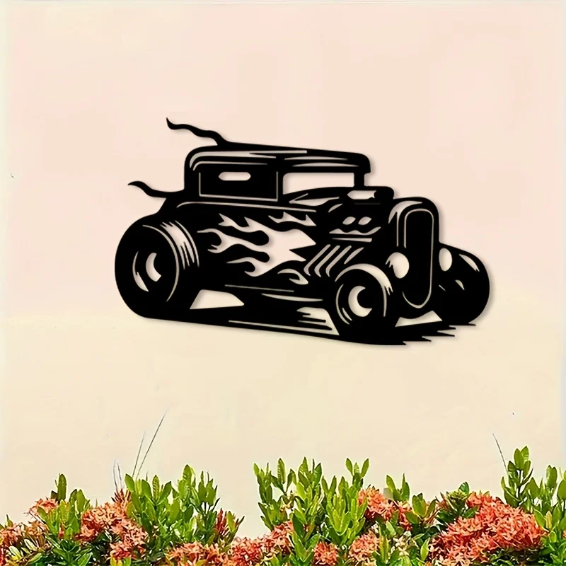Brand Vintage Sports Car Metal Wall Art Wrought Iron Sculpture Garage Patio Man Cave Decor Indoor Outdoor Retro Classic Gift