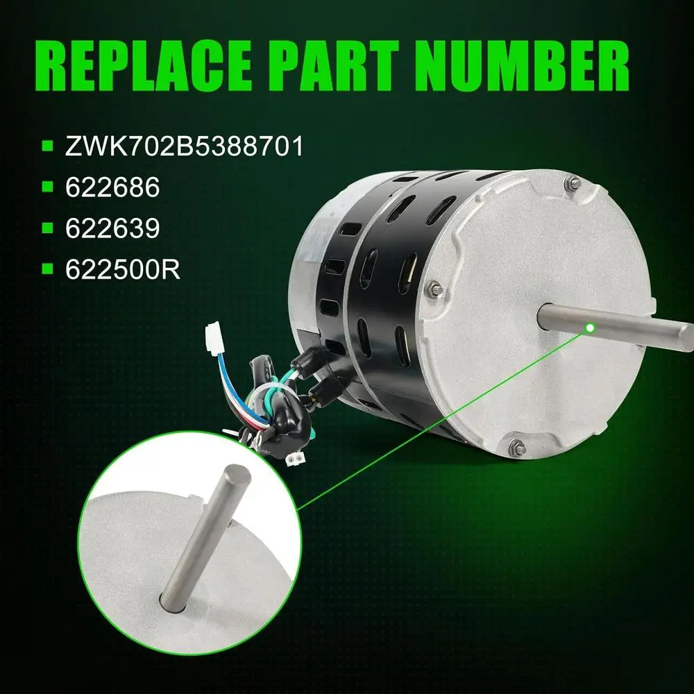 ZWK702B5388701 Ovenventilatormotor 1/2HP 208230V 5060Hz 1050 RPM Compatibel met Intertherm Gibson Frigidaire Tappan Philco