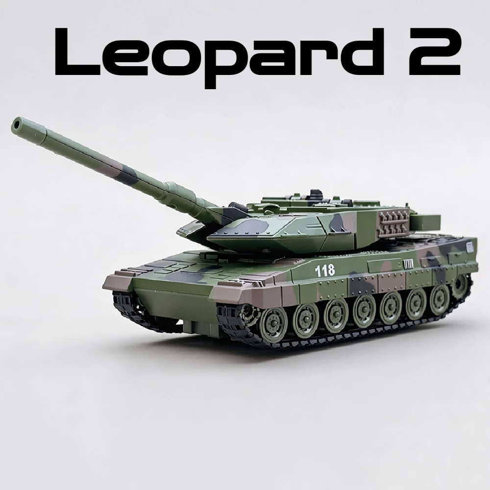 Scale 1:32 Leopard 2 Main Battle Tank Model Toy Car Adjustable Cannon Barrel Tracked Armored Vehicles Home Decoration Gift