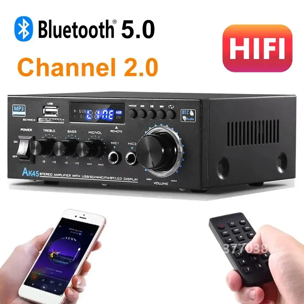 AK45/AK35 Power Amplifier HiFi Stereo Amplifier Channel 2.0 Max Power 90Wx2 Bluetooth AMP for Home Theater Car Amp De Audio