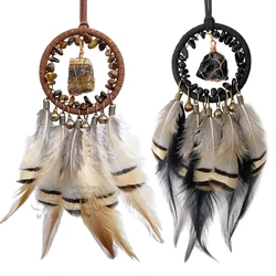 Handmade Dreamcatchers Car Hangers Window Wall Hanging Feathered Tassels Natural Stone Bells Ornament for Bedroom Decors
