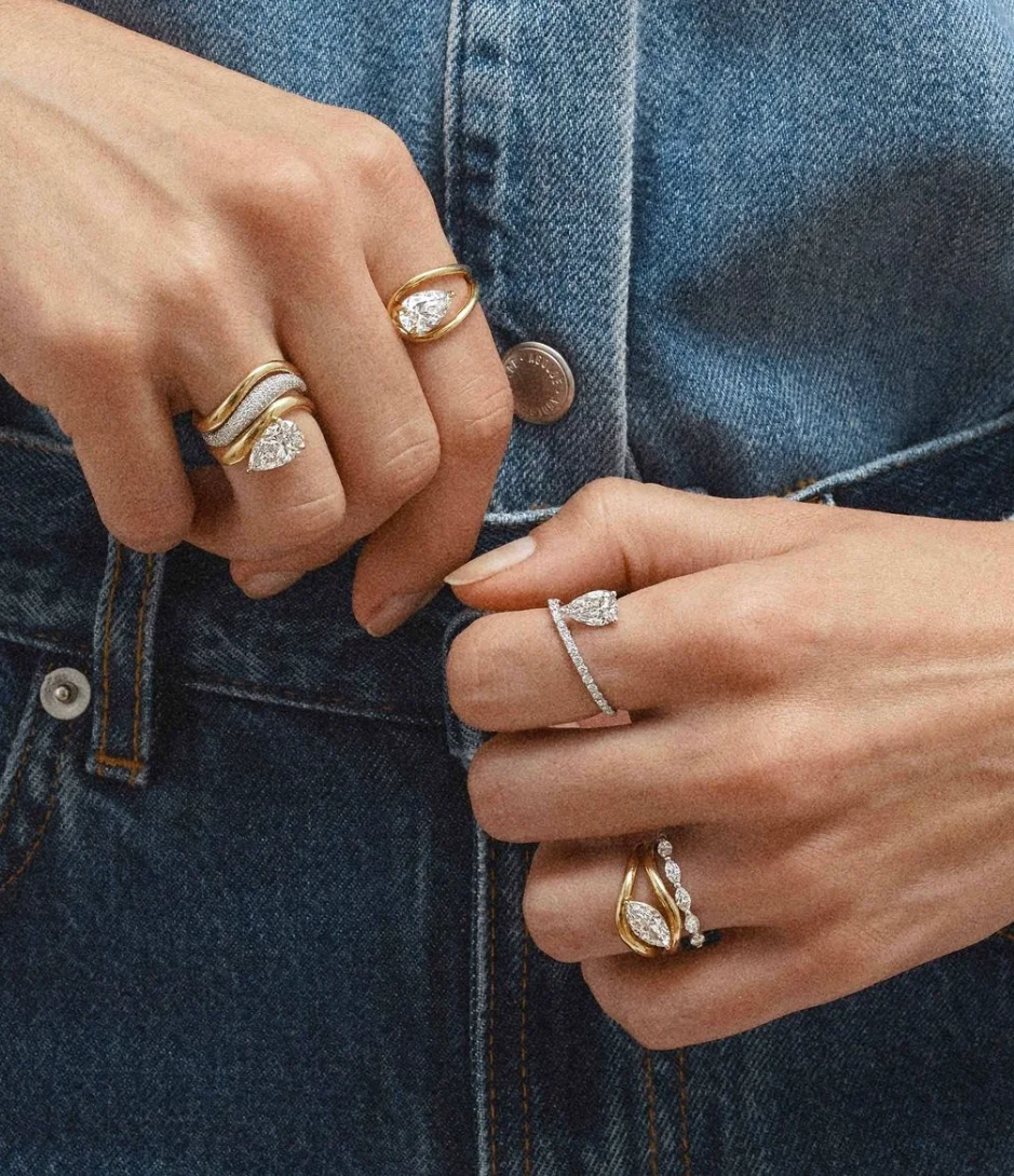 

3PC S925 Silver Drop Shape 1.5CT Moissanite Ring Fine Jewelry Fashionable and Exquisite Suitable for Gift Giving Anniversary