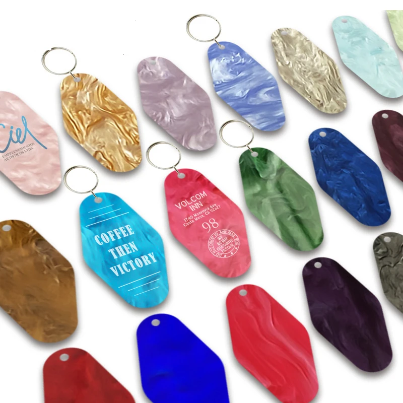 فارغة DIY شعار مخصص 89x44 مللي متر الاكريليك فندق موتيل فيلم سلسلة مفاتيح علامة قلادة المفاتيح كيرينغ مقهى صندوق بريد الهدايا تخصيص