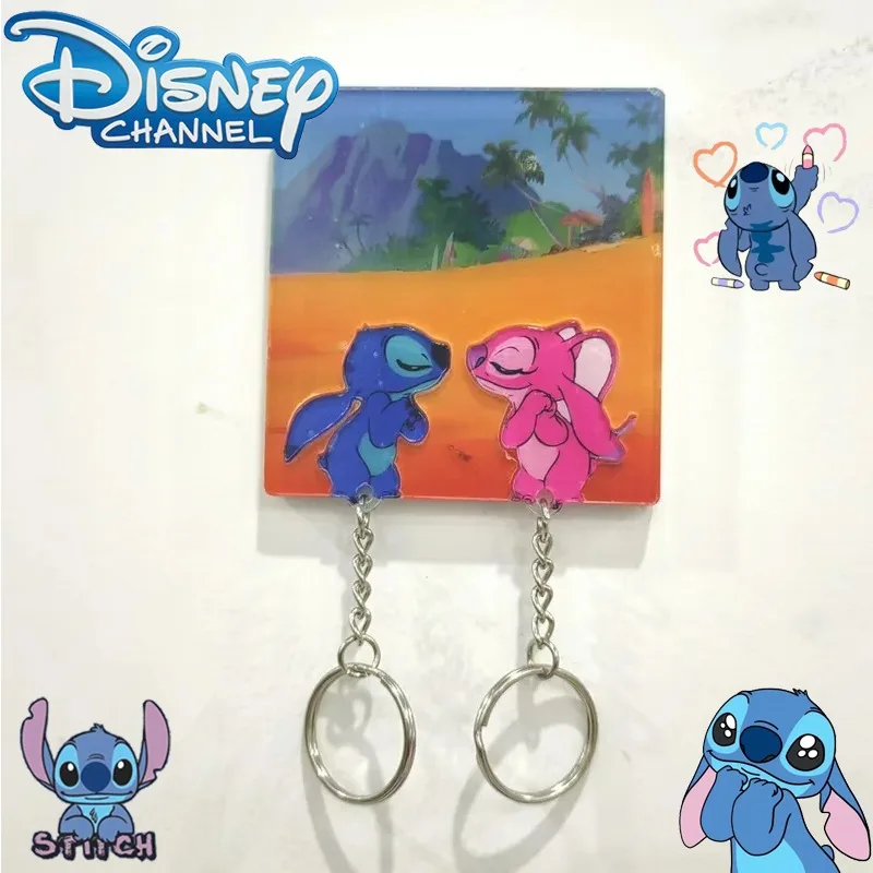 

Disney Stitch Keychain Holder Anime Acrylic House Entry Door Decoration Disney Series Kawaii Pendant Key Loss Prevention Hangers