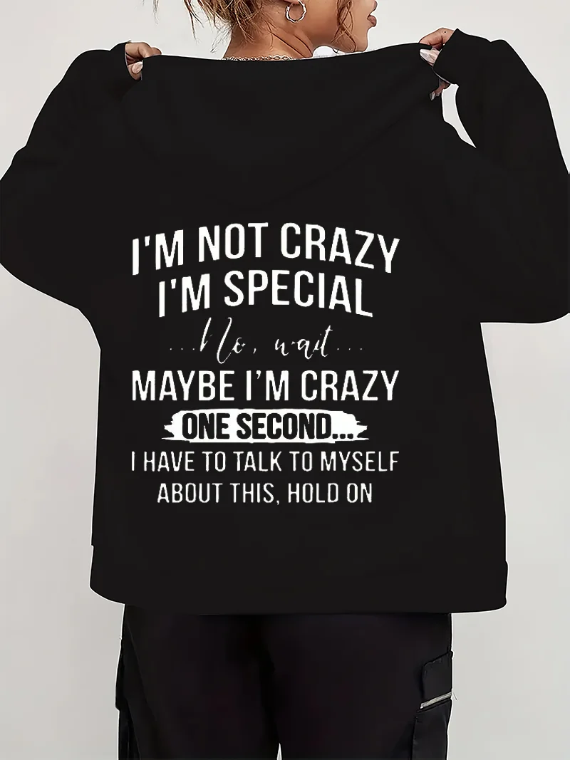 

Хип-хоп Street I'm Not Crazy I'm Special Printed Zip Hoodie Модная толстовка с капюшоном Новые модные толстовки Флисовая молния Повседневная одежда