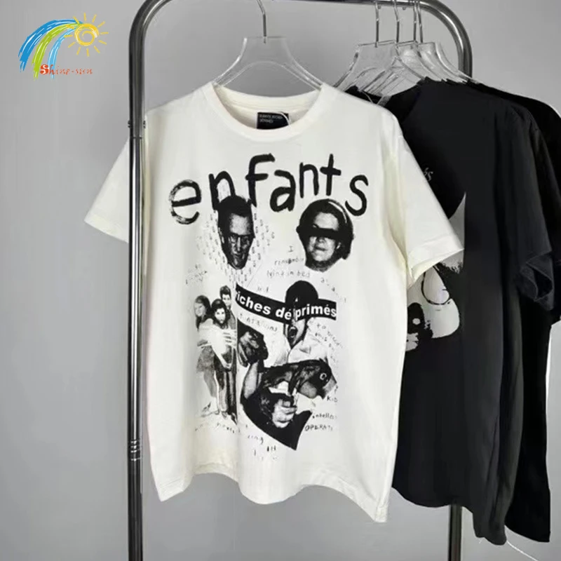 Light Apricot Character Pattern Printing ERD T Shirt Men Women Casual Letters Logo Graffiti Enfants Riches Deprimes T-Shirts