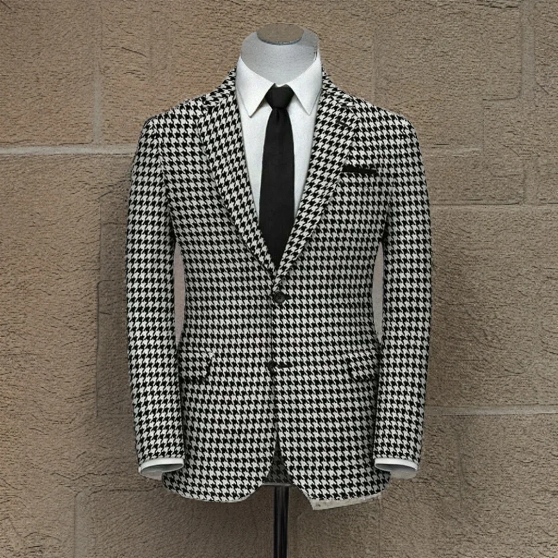 Check Plaid Men Suit Jacket for Wedding Business One Piece Slim Fit Houndstooth Groom Tuxedo Blazer American Fashion Suit