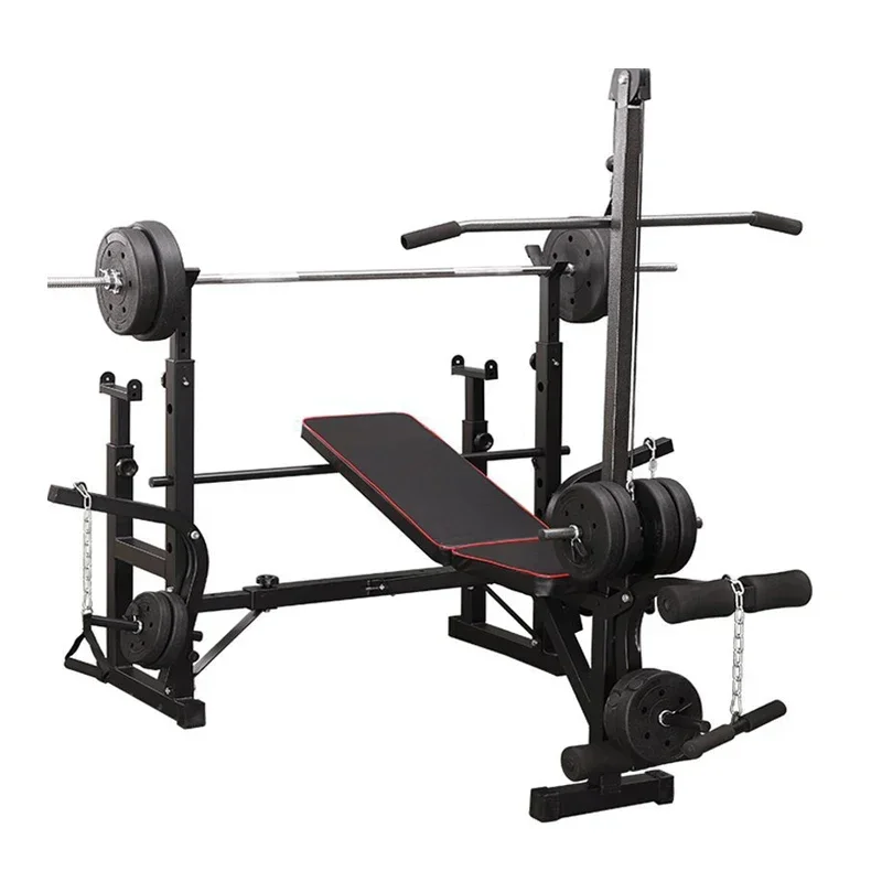 Power rack per sollevamento pesi con bilanciere multifunzione, panca regolabile, attrezzatura per il fitness da palestra, manubri di forza