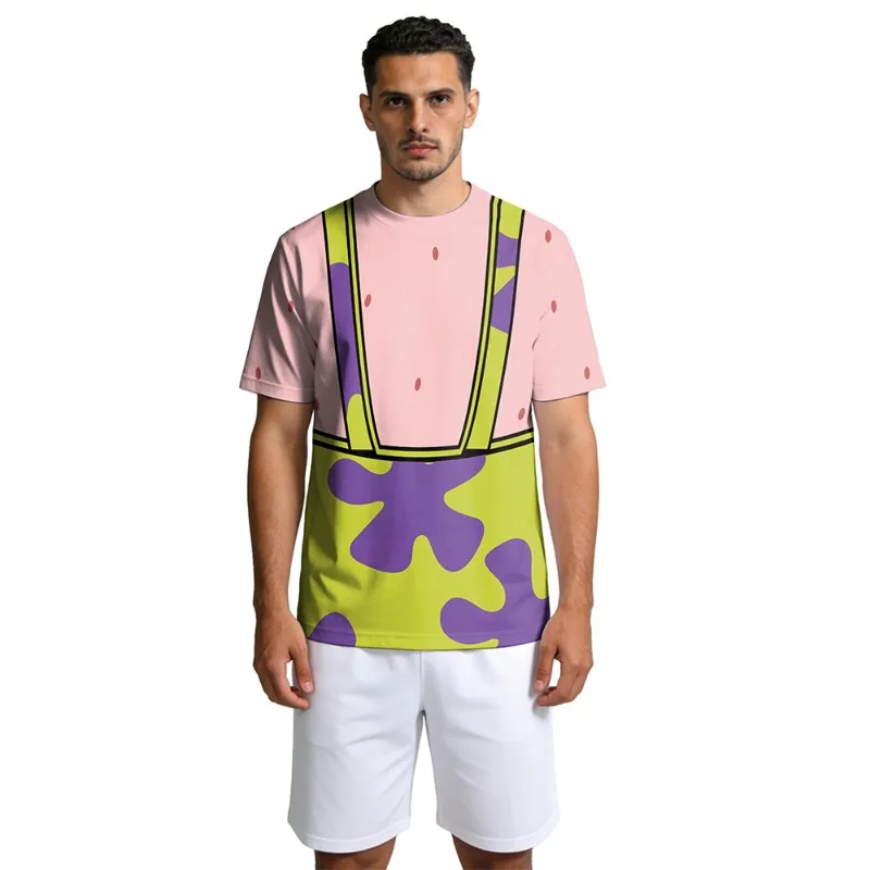 Halloween Cosplay Costume Funny Cartoon Digital Printed Short Sleeved T-shirt Performance Party Role Playing Outfits for Men
