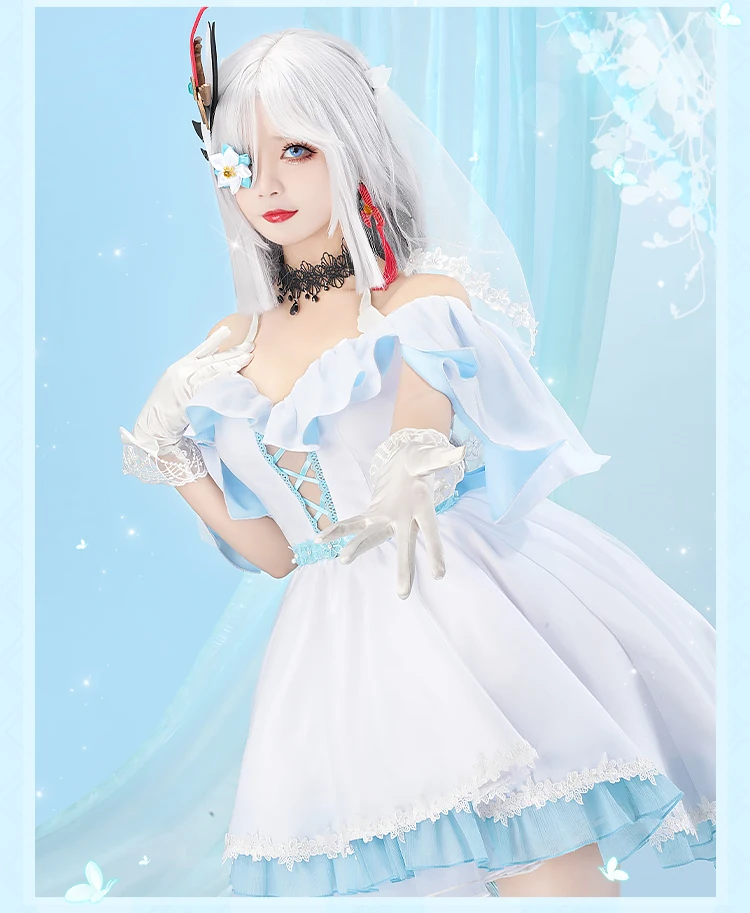 New Mooyiyi cos Game Genshin Impact Shenhe Cosplay costume Halloween Christmas Role Playing Party White Flower Wedding Lolita