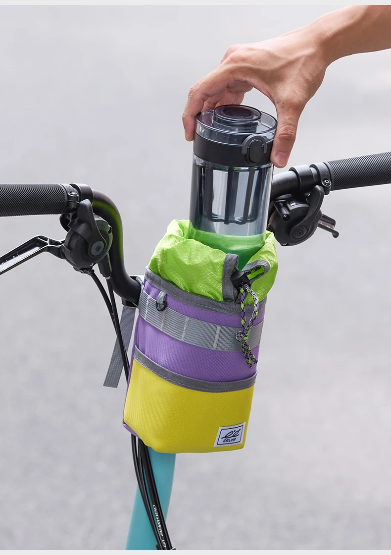 ESLNF Fahrrad-Wasserflaschentasche Fahrradtasche für MTB und Rennrad Patchwork Kontrastfarben Modische Freizeit-Wasserflaschentasche – Detail 12