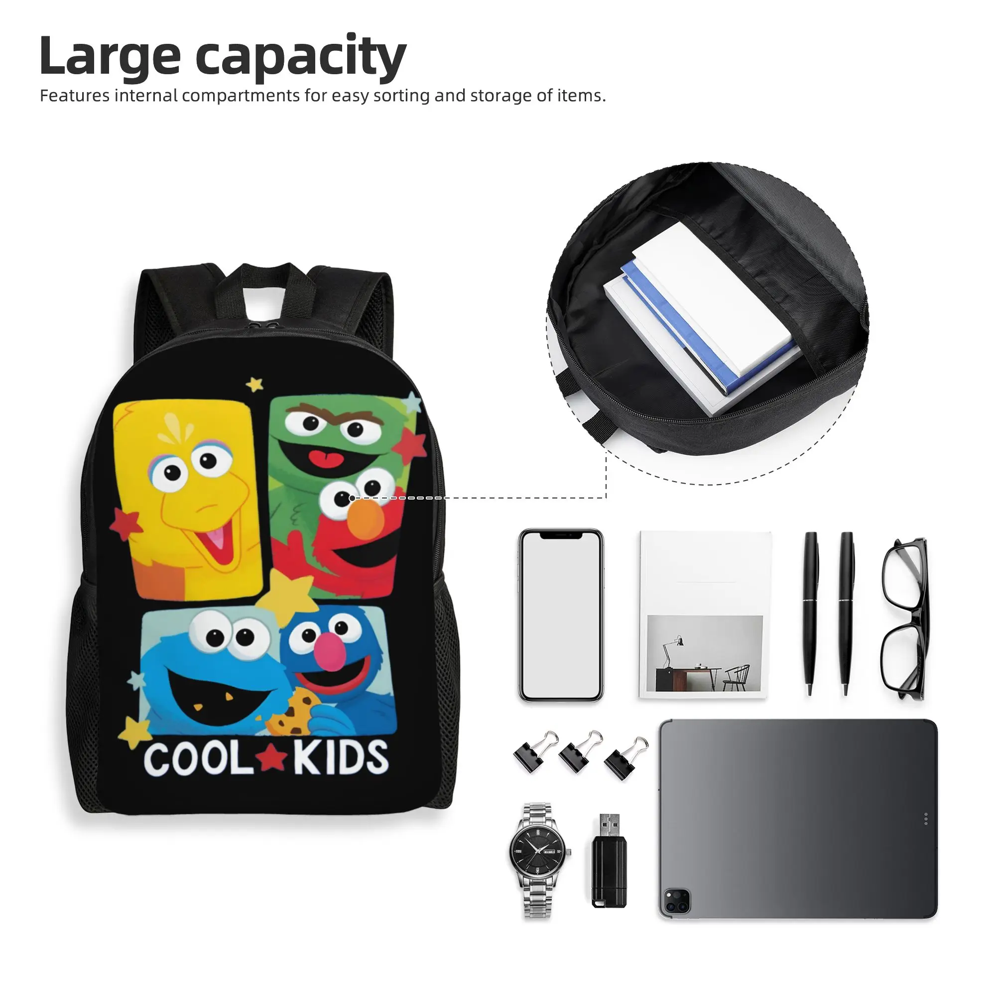 Cookie Monster Backpack for Women Men School College Students Bookbag Fits 15 Inch Laptop Cartoon Bags view 4