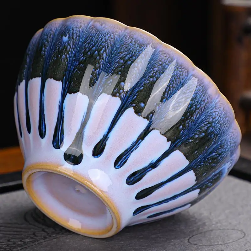 Kiln Change Master Bowl Household Ceramic Kung Fu Large Tea Men and Women Single Couple Pair Cup Set