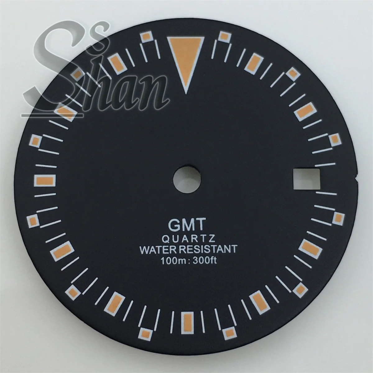 29mm black dial 515 quartz watch with green luminous hands, RONDA 515/RONDA 515-24H GMT quartz movement