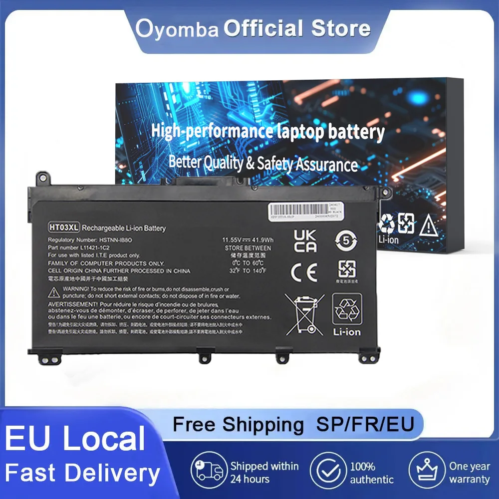 OYOMBA HT03XL 3630mAH Laptop Battery for HP Pavilion 14-CE 14-CF 14-CK 14-CM 14-DH 14-DK 14-DF 14-MA 14Q-CS 14Q-CY 15-CS 17-CA